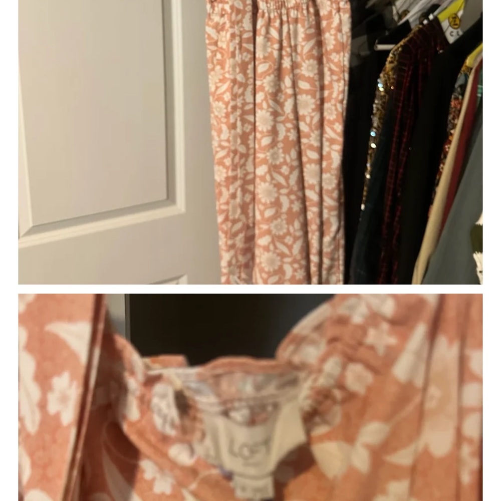 LOFT Floral Jumpsuit in Peach and White